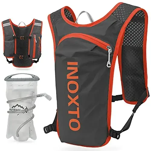 INOXTO Running Hydration Vest Backpack,Lightweight Insulated Pack with 1.5L Water Bladder Bag Daypack for Hiking Trail Running Cycling Race Marathon for Women Men 
