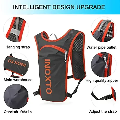 INOXTO Running Hydration Vest Backpack,Lightweight Insulated Pack with 1.5L Water Bladder Bag Daypack for Hiking Trail Running Cycling Race Marathon for Women Men - 2