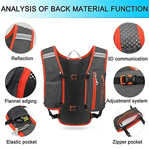 INOXTO Running Hydration Vest Backpack,Lightweight Insulated Pack with 1.5L Water Bladder Bag Daypack for Hiking Trail Running Cycling Race Marathon for Women Men - 3
