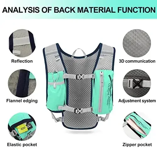 INOXTO Running Hydration Vest Backpack,Lightweight Insulated Pack with 1.5L Water Bladder Bag Daypack for Hiking Trail Running Cycling Race Marathon for Women Men - 3