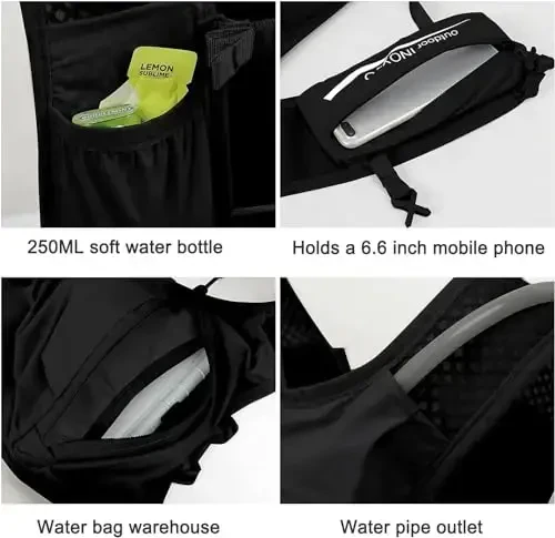 INOXTO Running Hydration Vest Backpack,Lightweight Insulated Pack with 1.5L Water Bladder Bag Daypack for Hiking Trail Running Cycling Race Marathon for Women Men - 5