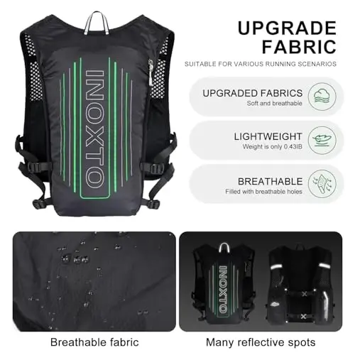 INOXTO Running Hydration Vest Backpack,Lightweight Insulated Pack with 1.5L Water Bladder Bag Daypack for Hiking Trail Running Cycling Race Marathon for Women Men - 4
