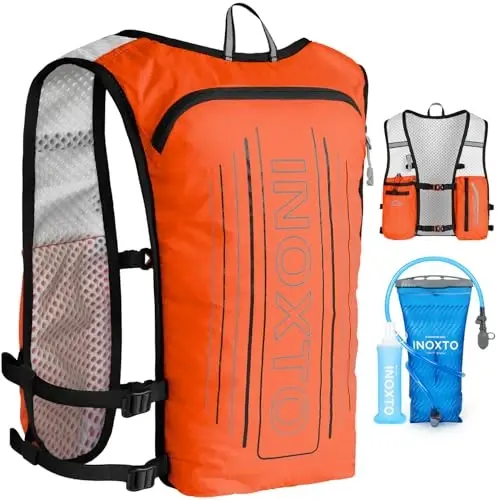 INOXTO Running Hydration Vest Backpack,Lightweight Insulated Pack with 1.5L Water Bladder Bag Daypack for Hiking Trail Running Cycling Race Marathon for Women Men - 1