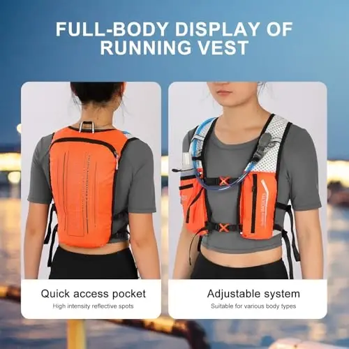 INOXTO Running Hydration Vest Backpack,Lightweight Insulated Pack with 1.5L Water Bladder Bag Daypack for Hiking Trail Running Cycling Race Marathon for Women Men - 5
