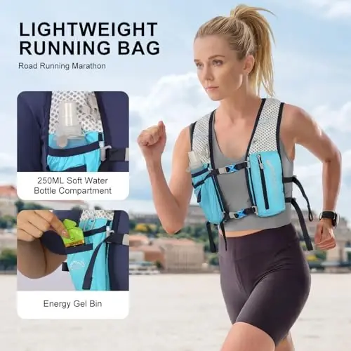 INOXTO Running Hydration Vest Backpack,Lightweight Insulated Pack with 1.5L Water Bladder Bag Daypack for Hiking Trail Running Cycling Race Marathon for Women Men - 3