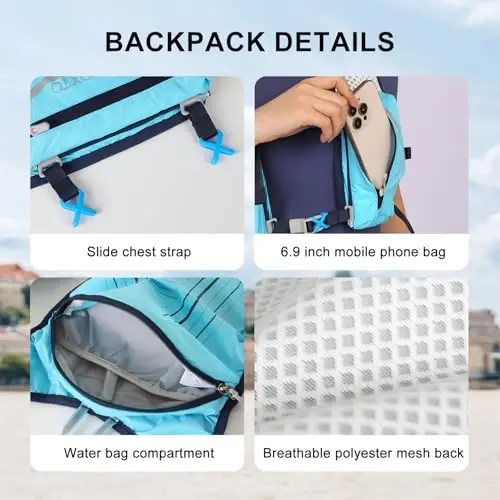 INOXTO Running Hydration Vest Backpack,Lightweight Insulated Pack with 1.5L Water Bladder Bag Daypack for Hiking Trail Running Cycling Race Marathon for Women Men - 6