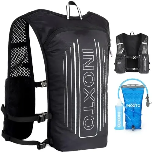 INOXTO Running Hydration Vest Backpack,Lightweight Insulated Pack with 1.5L Water Bladder Bag Daypack for Hiking Trail Running Cycling Race Marathon for Women Men - 1