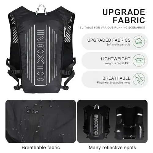 INOXTO Running Hydration Vest Backpack,Lightweight Insulated Pack with 1.5L Water Bladder Bag Daypack for Hiking Trail Running Cycling Race Marathon for Women Men - 2