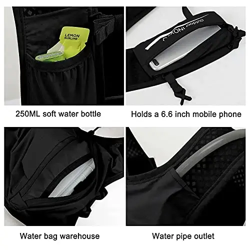 INOXTO Running Hydration Vest Backpack,Lightweight Insulated Pack with 1.5L Water Bladder Bag Daypack for Hiking Trail Running Cycling Race Marathon for Women Men - 4