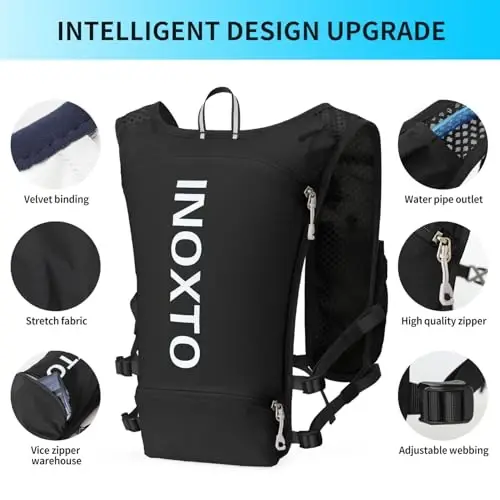INOXTO Running Hydration Vest Backpack,Lightweight Insulated Pack with 1.5L Water Bladder Bag Daypack for Hiking Trail Running Cycling Race Marathon for Women Men - 3