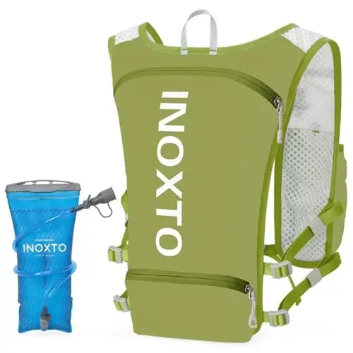 INOXTO Running Hydration Vest Backpack,Lightweight Insulated Pack with 1.5L Water Bladder Bag Daypack for Hiking Trail Running Cycling Race Marathon for Women Men - 1