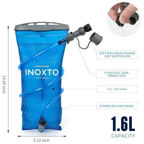 INOXTO Running Hydration Vest Backpack,Lightweight Insulated Pack with 1.5L Water Bladder Bag Daypack for Hiking Trail Running Cycling Race Marathon for Women Men - 2