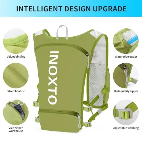 INOXTO Running Hydration Vest Backpack,Lightweight Insulated Pack with 1.5L Water Bladder Bag Daypack for Hiking Trail Running Cycling Race Marathon for Women Men - 3
