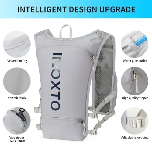 INOXTO Running Hydration Vest Backpack,Lightweight Insulated Pack with 1.5L Water Bladder Bag Daypack for Hiking Trail Running Cycling Race Marathon for Women Men - 3