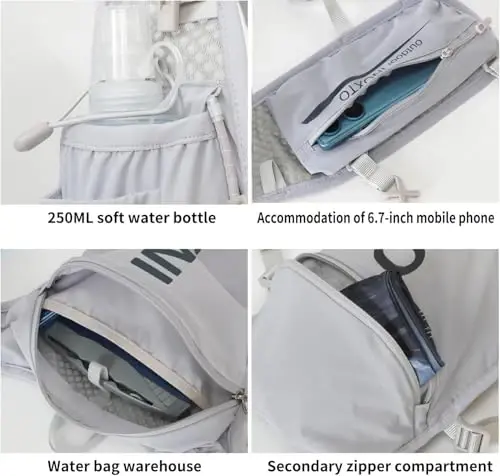 INOXTO Running Hydration Vest Backpack,Lightweight Insulated Pack with 1.5L Water Bladder Bag Daypack for Hiking Trail Running Cycling Race Marathon for Women Men - 5