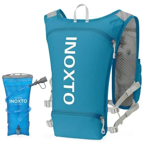 INOXTO Running Hydration Vest Backpack,Lightweight Insulated Pack with 1.5L Water Bladder Bag Daypack for Hiking Trail Running Cycling Race Marathon for Women Men - 1