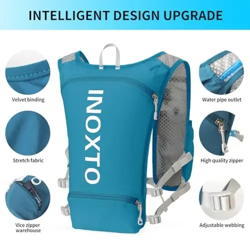INOXTO Running Hydration Vest Backpack,Lightweight Insulated Pack with 1.5L Water Bladder Bag Daypack for Hiking Trail Running Cycling Race Marathon for Women Men - 3