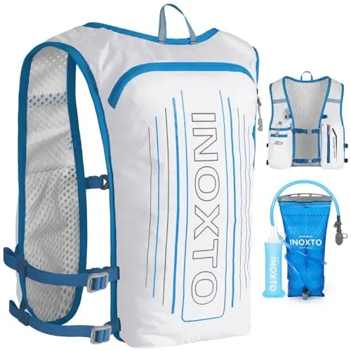 INOXTO Running Hydration Vest Backpack,Lightweight Insulated Pack with 1.5L Water Bladder Bag Daypack for Hiking Trail Running Cycling Race Marathon for Women Men - 1