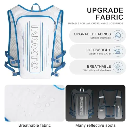 INOXTO Running Hydration Vest Backpack,Lightweight Insulated Pack with 1.5L Water Bladder Bag Daypack for Hiking Trail Running Cycling Race Marathon for Women Men - 2