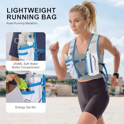 INOXTO Running Hydration Vest Backpack,Lightweight Insulated Pack with 1.5L Water Bladder Bag Daypack for Hiking Trail Running Cycling Race Marathon for Women Men - 3