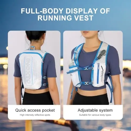 INOXTO Running Hydration Vest Backpack,Lightweight Insulated Pack with 1.5L Water Bladder Bag Daypack for Hiking Trail Running Cycling Race Marathon for Women Men - 5