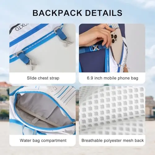 INOXTO Running Hydration Vest Backpack,Lightweight Insulated Pack with 1.5L Water Bladder Bag Daypack for Hiking Trail Running Cycling Race Marathon for Women Men - 6