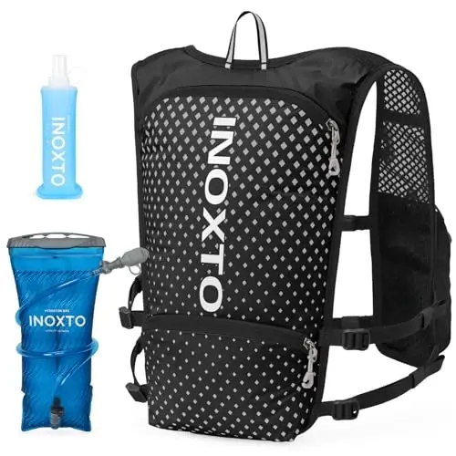 INOXTO Running Hydration Vest Backpack,Lightweight Insulated Pack with 1.5L Water Bladder Bag Daypack for Hiking Trail Running Cycling Race Marathon for Women Men - 1