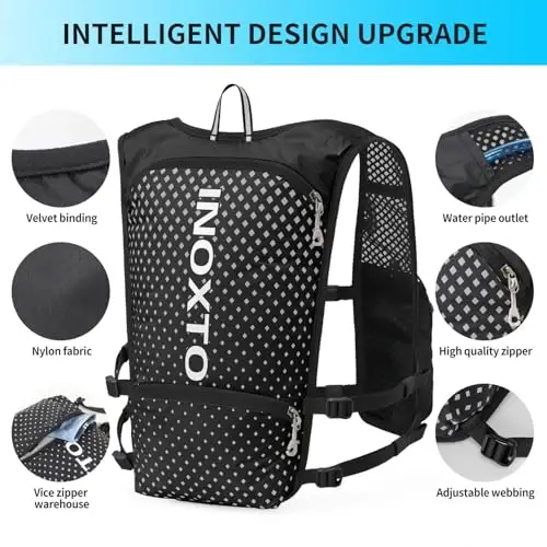 INOXTO Running Hydration Vest Backpack,Lightweight Insulated Pack with 1.5L Water Bladder Bag Daypack for Hiking Trail Running Cycling Race Marathon for Women Men - 3