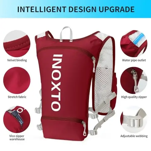 INOXTO Running Hydration Vest Backpack,Lightweight Insulated Pack with 1.5L Water Bladder Bag Daypack for Hiking Trail Running Cycling Race Marathon for Women Men - 3