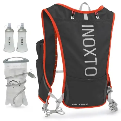 INOXTO Running Hydration Vest Backpack,Lightweight Insulated Pack with 1.5L Water Bladder Bag Daypack for Hiking Trail Running Cycling Race Marathon for Women Men - 1