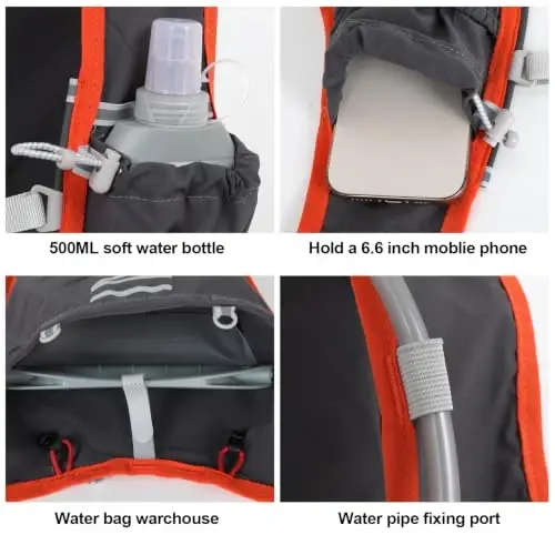 INOXTO Running Hydration Vest Backpack,Lightweight Insulated Pack with 1.5L Water Bladder Bag Daypack for Hiking Trail Running Cycling Race Marathon for Women Men - 5