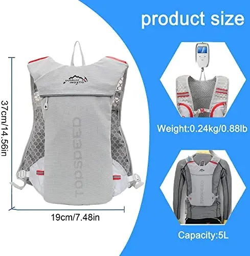 INOXTO Running Hydration Vest Backpack,Lightweight Insulated Pack with 1.5L Water Bladder Bag Daypack for Trail Hiking Running Cycling Race Marathon for Women Men - 2