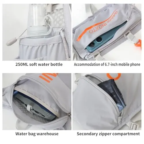 INOXTO Running Hydration Vest Backpack,Lightweight Insulated Pack with 1.5L Water Bladder Bag Daypack for Trail Hiking Running Cycling Race Marathon for Women Men - 5