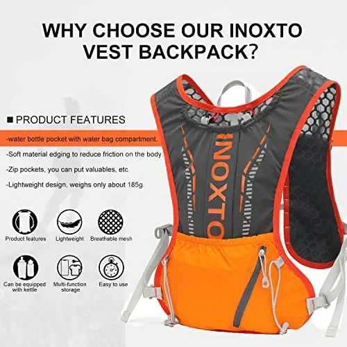 INOXTO Running Hydration Vest Backpack,Lightweight Insulated Pack with 1.5L Water Bladder Bag Daypack for Trail Hiking Running Cycling Race Marathon for Women Men - IX INOXTO (1)