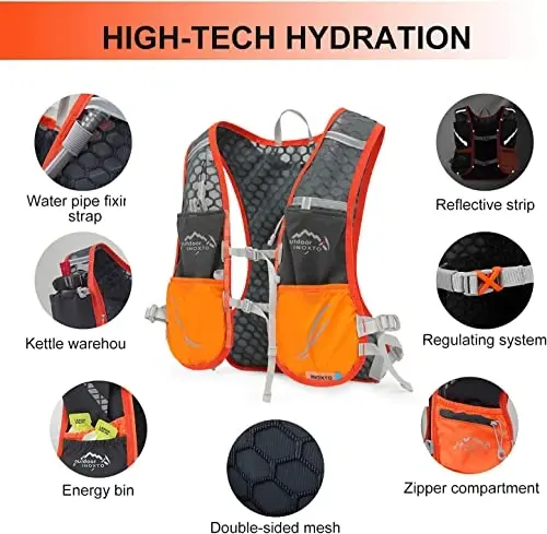 INOXTO Running Hydration Vest Backpack,Lightweight Insulated Pack with 1.5L Water Bladder Bag Daypack for Trail Hiking Running Cycling Race Marathon for Women Men - 4