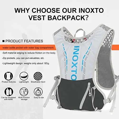 INOXTO Running Hydration Vest Backpack,Lightweight Insulated Pack with 1.5L Water Bladder Bag Daypack for Trail Hiking Running Cycling Race Marathon for Women Men - IX INOXTO (1)