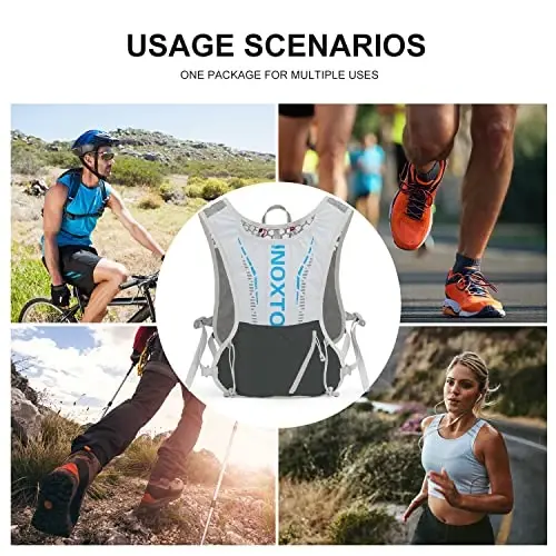 INOXTO Running Hydration Vest Backpack,Lightweight Insulated Pack with 1.5L Water Bladder Bag Daypack for Trail Hiking Running Cycling Race Marathon for Women Men - 6
