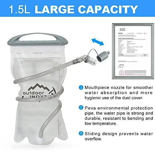 INOXTO Running Hydration Vest Backpack,Lightweight Insulated Pack with 1.5L Water Bladder Bag Daypack for Trail Hiking Running Cycling Race Marathon for Women Men - 4