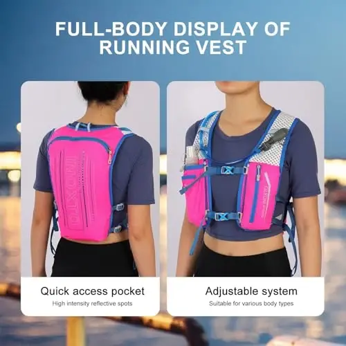 INOXTO Running Hydration Vest Backpack,Lightweight Insulated Pack with 1.5L Water Bladder Bag Daypack for Trail Hiking Running Cycling Race Marathon for Women Men - 4