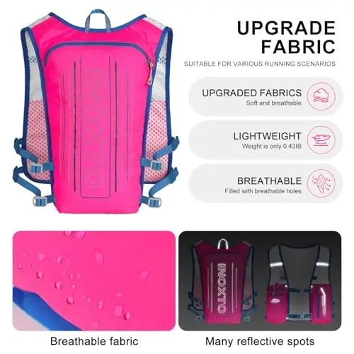INOXTO Running Hydration Vest Backpack,Lightweight Insulated Pack with 1.5L Water Bladder Bag Daypack for Trail Hiking Running Cycling Race Marathon for Women Men - 5