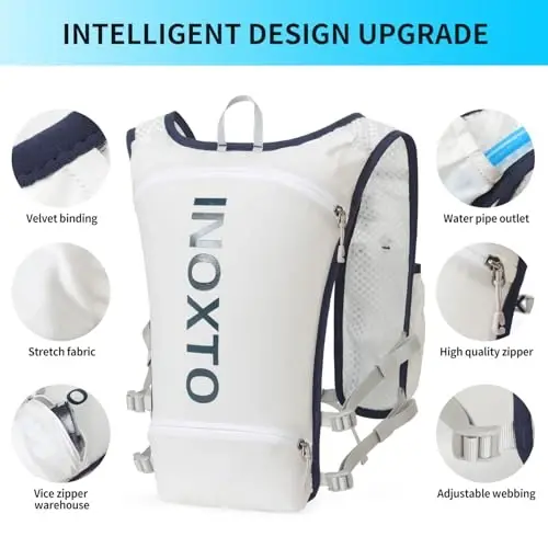 INOXTO Running Hydration Vest Backpack,Lightweight Insulated Pack with 1.5L Water Bladder Bag Daypack for Trail Hiking Running Cycling Race Marathon for Women Men - 3