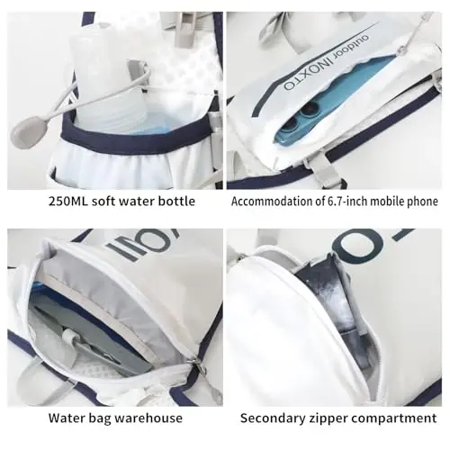 INOXTO Running Hydration Vest Backpack,Lightweight Insulated Pack with 1.5L Water Bladder Bag Daypack for Trail Hiking Running Cycling Race Marathon for Women Men - 5