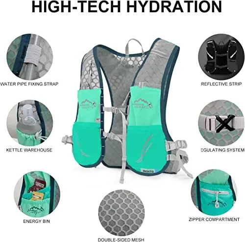 INOXTO Running Hydration Vest Backpack,Lightweight Insulated Pack with 1.5L Water Bladder Bag Daypack for Trail Hiking Running Cycling Race Marathon for Women Men - 4