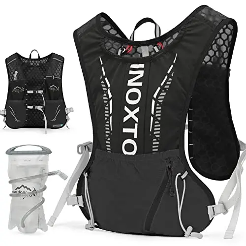 INOXTO Running Hydration Vest Backpack,Lightweight Insulated Pack with 1.5L Water Bladder Bag Daypack for Trail Hiking Running Cycling Race Marathon for Women Men - 1