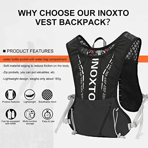 INOXTO Running Hydration Vest Backpack,Lightweight Insulated Pack with 1.5L Water Bladder Bag Daypack for Trail Hiking Running Cycling Race Marathon for Women Men - IX INOXTO (1)