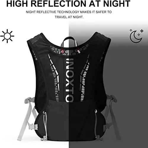 INOXTO Running Hydration Vest Backpack,Lightweight Insulated Pack with 1.5L Water Bladder Bag Daypack for Trail Hiking Running Cycling Race Marathon for Women Men - 5