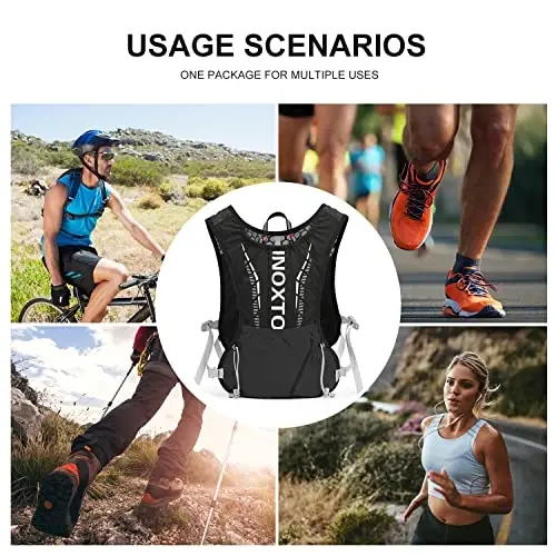 INOXTO Running Hydration Vest Backpack,Lightweight Insulated Pack with 1.5L Water Bladder Bag Daypack for Trail Hiking Running Cycling Race Marathon for Women Men - 6