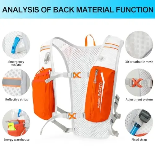 INOXTO Running Hydration Vest Backpack,Lightweight Insulated Pack with 1.5L Water Bladder Bag Daypack for Trail Hiking Running Cycling Race Marathon for Women Men - 3