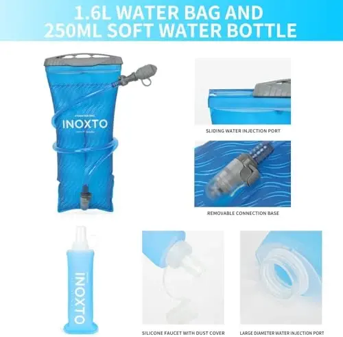 INOXTO Running Hydration Vest Backpack,Lightweight Insulated Pack with 1.5L Water Bladder Bag Daypack for Trail Hiking Running Cycling Race Marathon for Women Men - 5