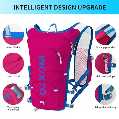 INOXTO Running Hydration Vest Backpack,Lightweight Insulated Pack with 1.5L Water Bladder Bag Daypack for Trail Hiking Running Cycling Race Marathon for Women Men - 2